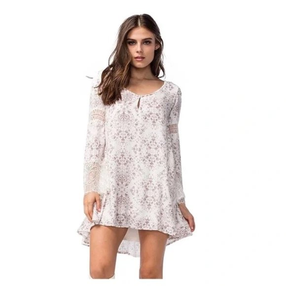 O'Neil Panama Womens Bell Sleeve Tunic Bohemian Floral Mini Dress Size Small - Picture 3 of 12